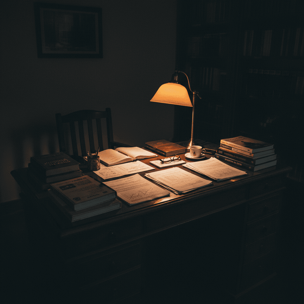Organized tutoring workspace with teaching materials and resources