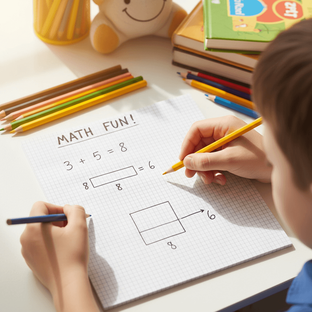 Elementary tutor guiding student through basic math problem step by step