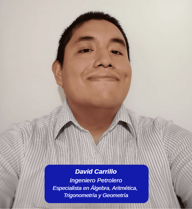 David Carrillo, a petroleum engineer and math specialist, smiling in a pinstriped shirt.