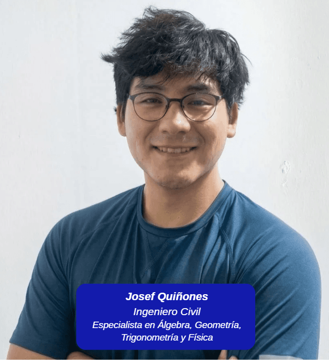 Smiling man with glasses, Josef Quiñones, civil engineer and specialist in algebra, geometry, and physics.